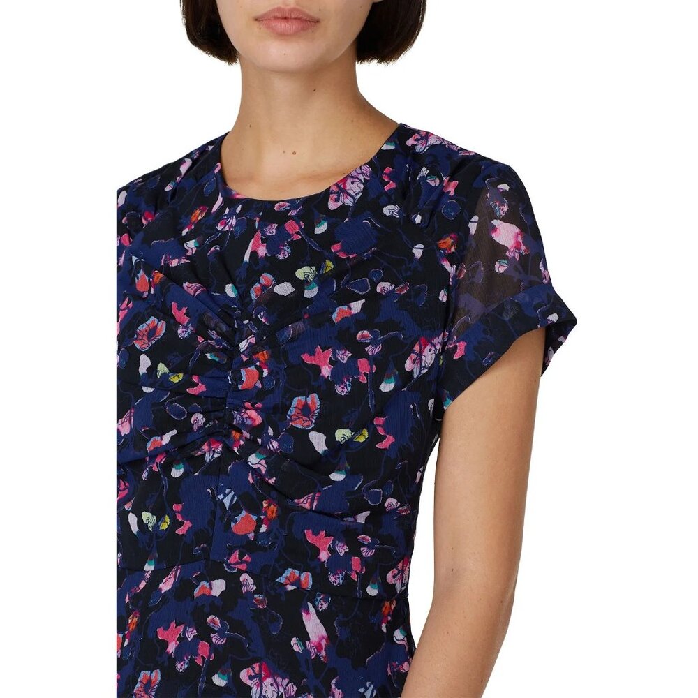 Jason Wu Collective x RTR Pre-Loved Navy Floral Ruched Fit & Flare Dress Pick Sz - Picture 13 of 16